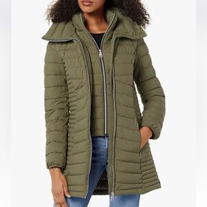 NWOT DKNY  Bib Front Jacket, Loden, 2X. NWOT.